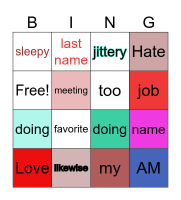 English I - Review Bingo Card