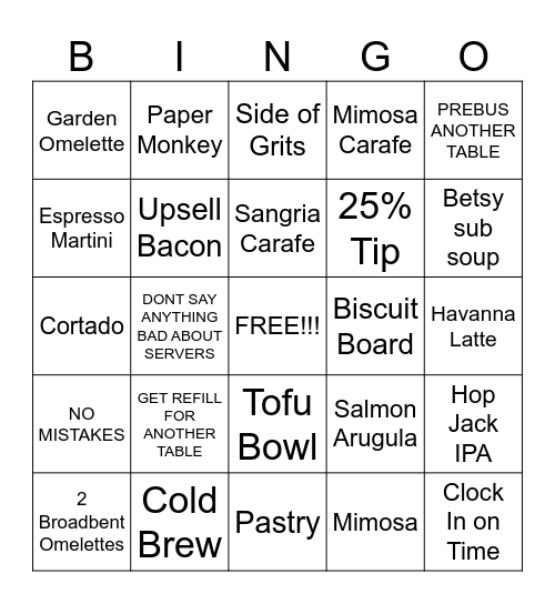 SERVER BINGO Card
