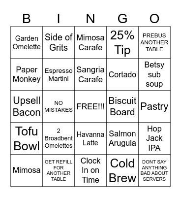 SERVER BINGO Card