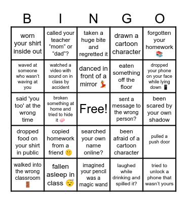 Have You Ever...? Bingo Card