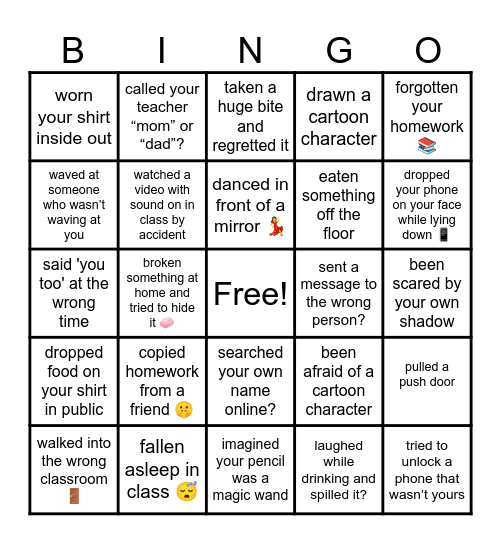 Have You Ever...? Bingo Card