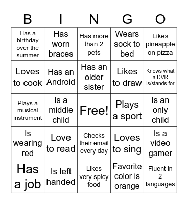 Ice Breaker Bingo Card