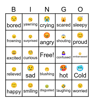 Feelings Bingo Card