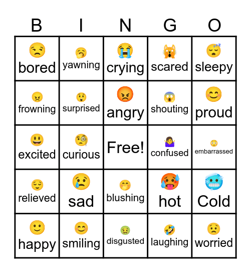 Feelings Bingo Card