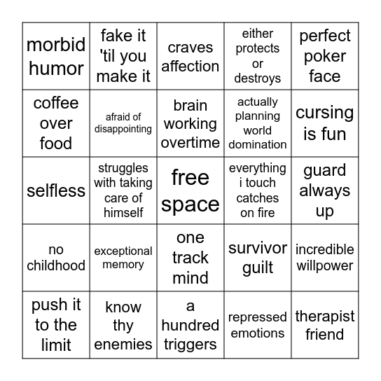 the oliver bingo Card