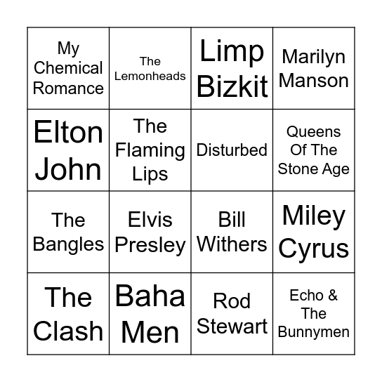 Artist Round Bingo Card