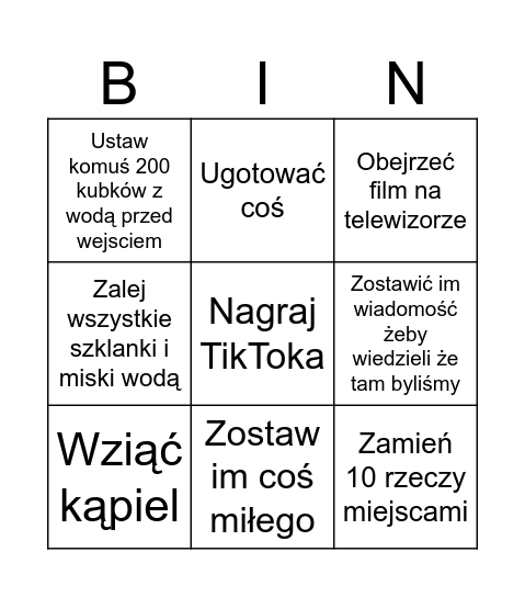 Bingo - Noc Baza Bingo Card