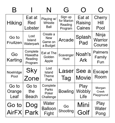 Summer Bingo Card