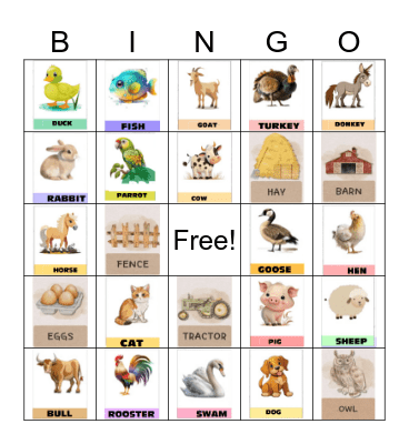 IN THE FARM Bingo Card