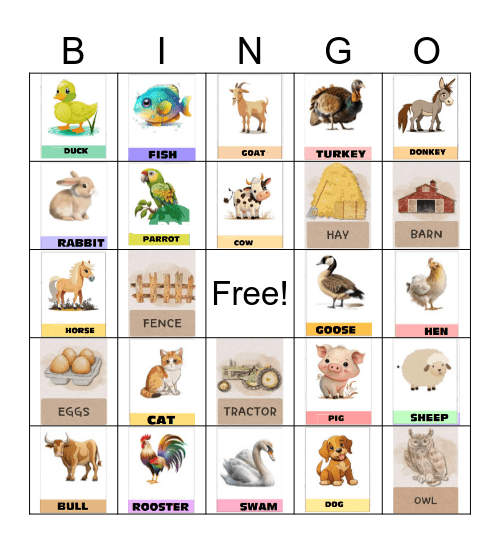 IN THE FARM Bingo Card