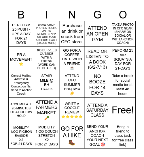SUMMER BINGO Card