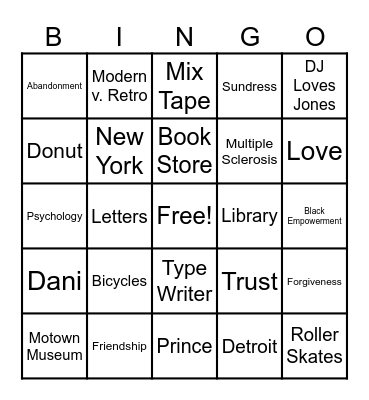 Love Radio Bingo Card