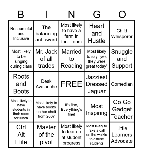 Superlative Bingo Card