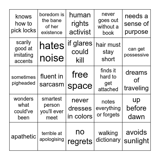 the lydia bingo Card