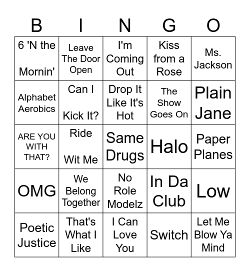 Five-0-Five Music Bingo - Rap/Hip Hop/ R&B 2 Bingo Card