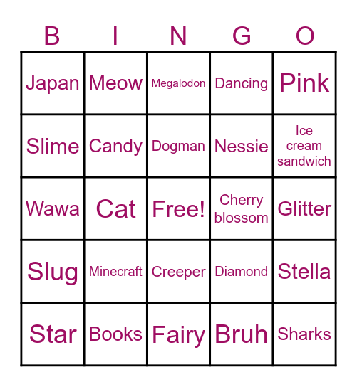 Stella's Birthday Bingo Card