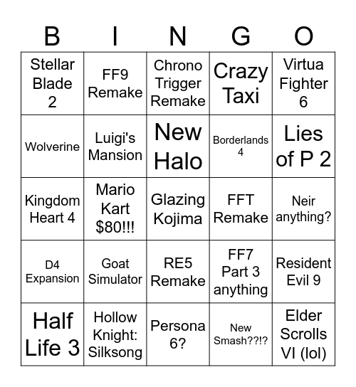CatsCozyGames SGF 2025 Bingo Card