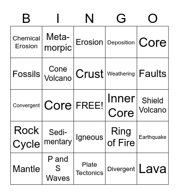 Earth Science Bingo! Bingo Card