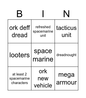 11th edition Bingo Card