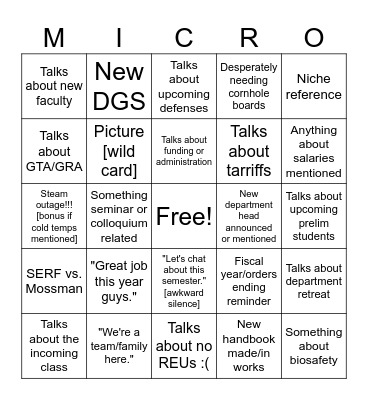 Mandatory Micro Meeting Bingo Card