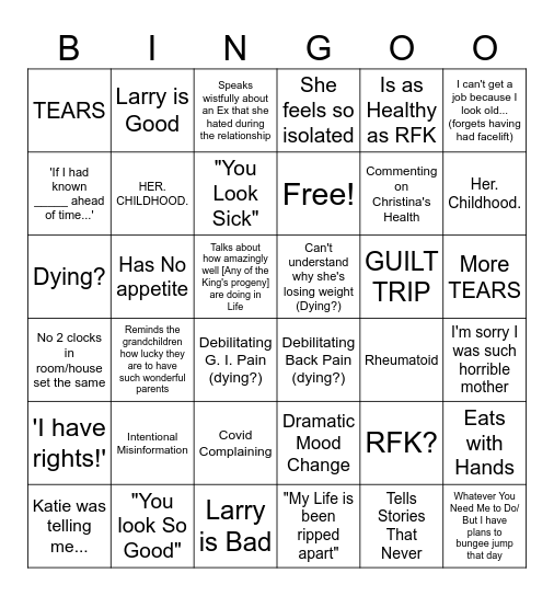 Barb-ingo Bingo Card
