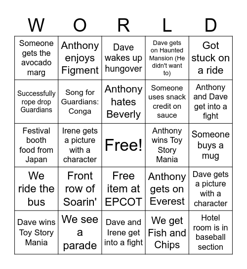 Vamos a Disnay Bingo Card