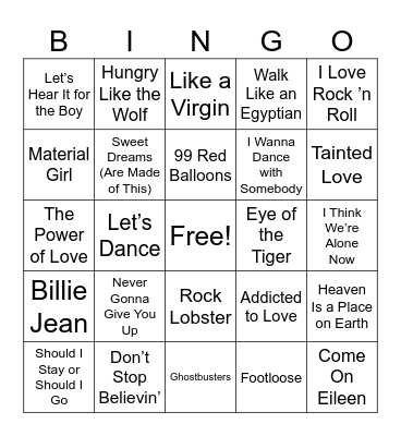 Cassette Jams & Bingo Slams- 1980's Bingo Card