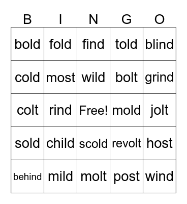 OLD, ILD, IND, OLT, OST Bingo Card