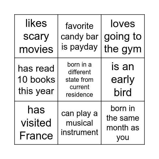 Get to Know Your Co-Workers Bingo Card