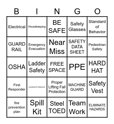 OSHA BINGO Card