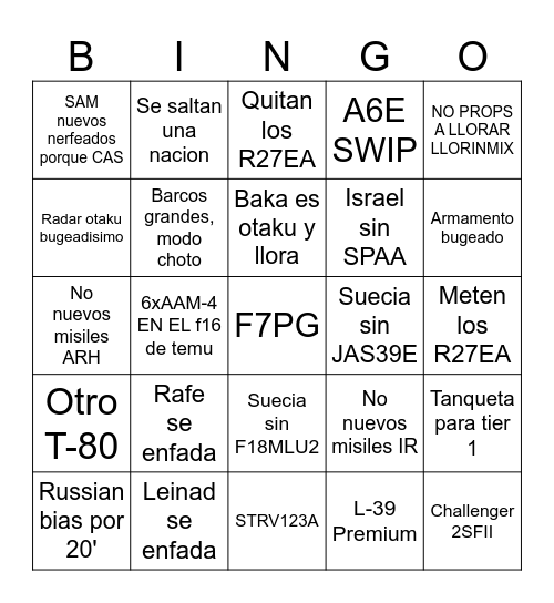 Leviathans Bingo Card