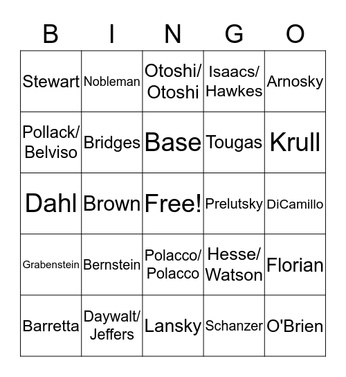 BOB BINGO 2016-2017 Bingo Card