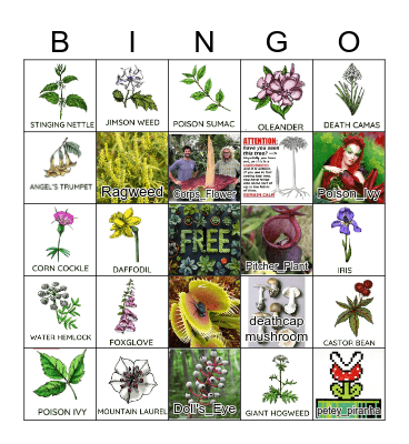 Deadly Plants! Bingo Card
