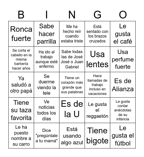 Día del Padre 2 Bingo Card