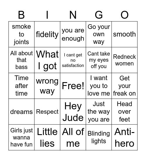 New Mix Bingo Card