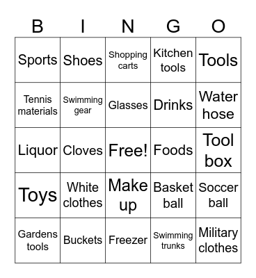 Shopping hunt Bingo Card