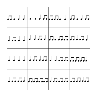 Rhythm Bingo - Level 1 Bingo Card