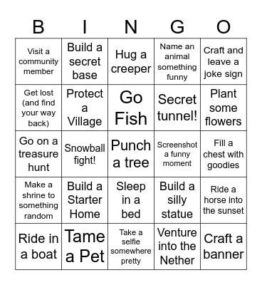 Minecraft Community Bingo Card