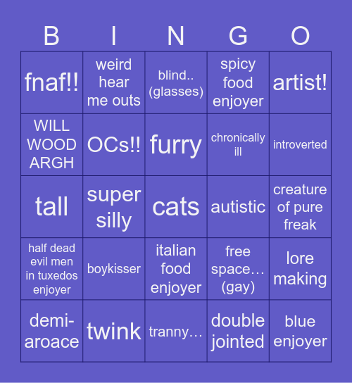 OWEN BINGO YAY!! Bingo Card