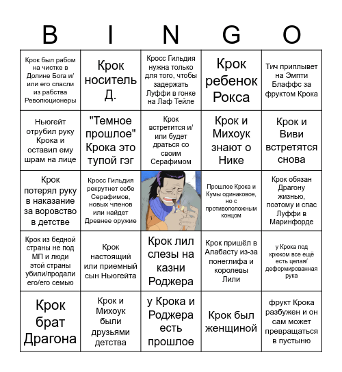 Crocodile's Theories Bingo Card