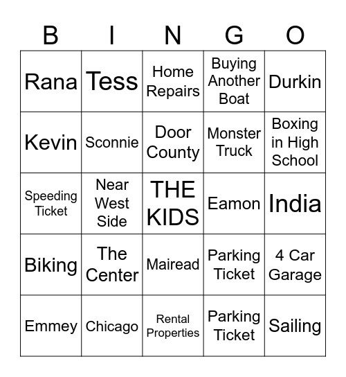 Pat Bingo Card