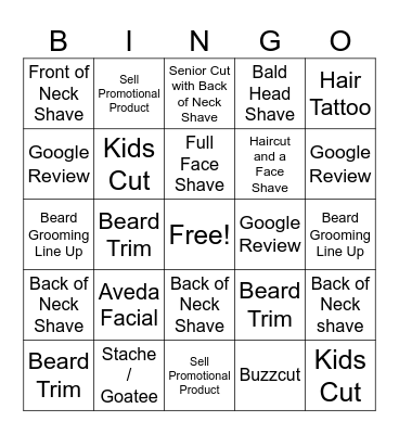 Barber Bingo Card
