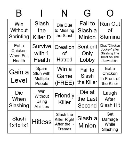 Shedletsky Bingo Card