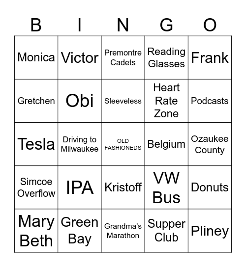 Chris Bingo Card