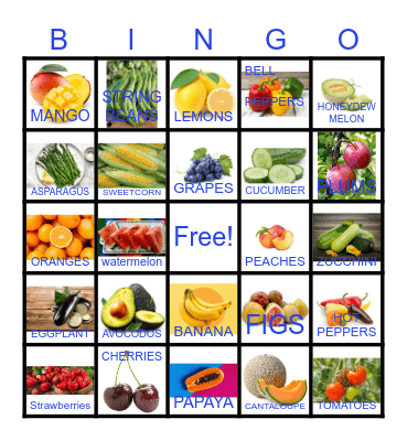Summer time Bingo Card