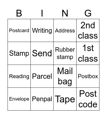 Post office bingo! Bingo Card