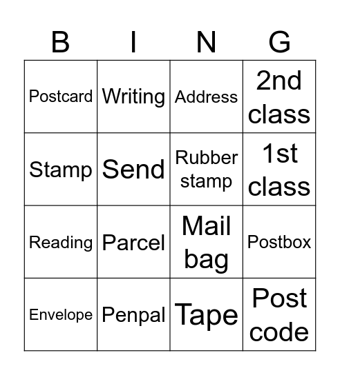 Post office bingo! Bingo Card