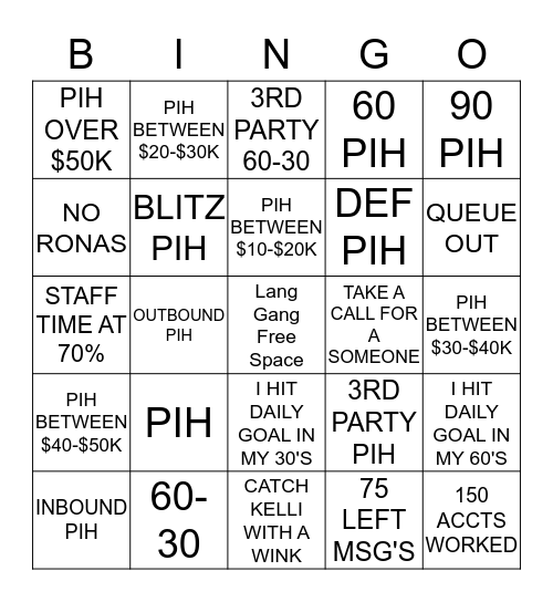 LANG GANG BINGO Card