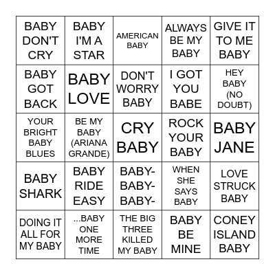 BABY BABE Bingo Card