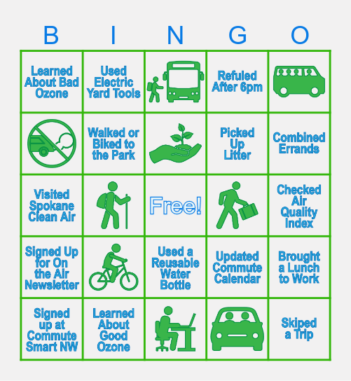 WIN BIG with Clean Air BINGO! Bingo Card